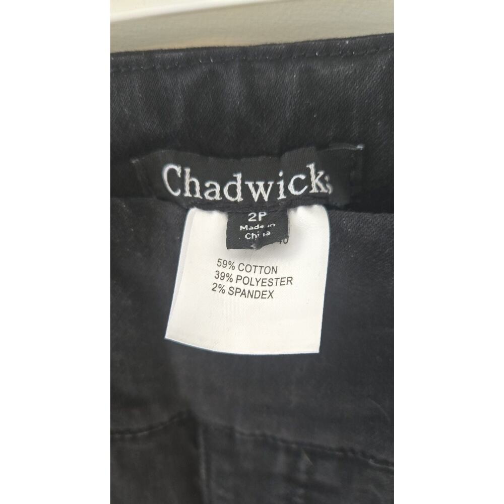 Chadwick's Black Knit Denim Pull-On Straight Leg Jeans Size 2P - Picture 2 of 3